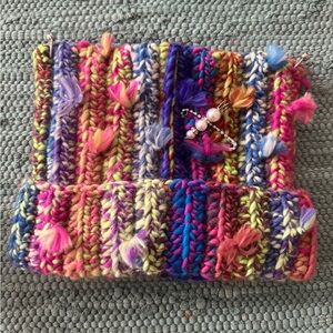 Women's Handmade Knitted Cute Cat Ear C-Ring Pearl Rhinestone Brooch Decor